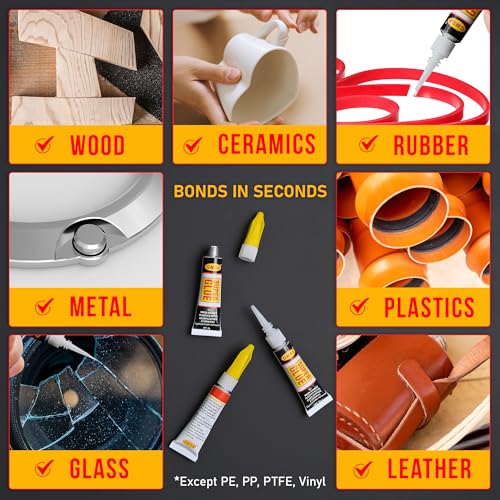 4 Pack Super Glue All Purpose, Fastest & Toughest Adhesive 3g Instant Repair Unbreakable Bond, Strong Superglue Liquid for Hard Plastic, Rubber, Metal, Leather, Ceramics, Wood, DIY Craft