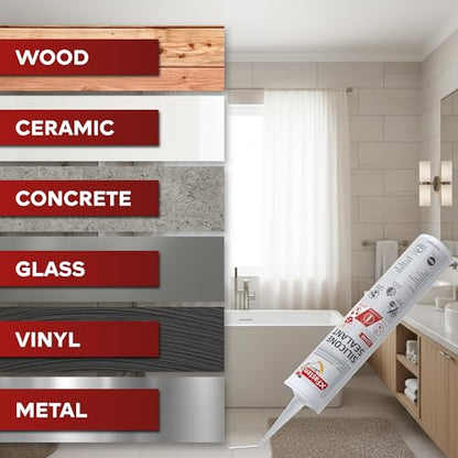 XFasten Clear Silicone Caulk Neutral Cure 10.1 oz – 100% Waterproof Silicone Sealant, Crack and Shrink Resistant, Low Odor, Strong Adhesion Caulking for Kitchen, Bath, Window, Shower, Outdoor Use - size: Single Pack (10.1 oz)