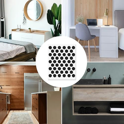Black Self-Adhesive Screw Hole Stickers - 50 pcs. 0.55 inch / 14 mm Peel Stick Dust Proof Tape, Water Resistance PVC Caps for Wood Cabinets, Furniture, Drawer, Wardrobe, Kitchen, Table - color: Black, size: 0.55 inch - 14 mm