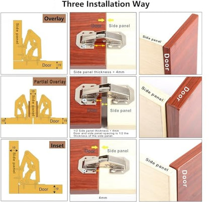 20-Pack Hidden Hinges for Cabinet Doors Frameless, Concealed Cabinet Hinge, 90 Degree Surface Mount Hinges - size: 20 Pack