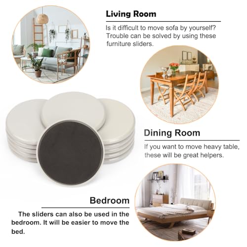 3-1/2 inches Furniture Sliders, 12pcs Furniture Glides for Easy Moving on Carpet Hardwood (Beige) - color: Beige, size: Big, Non-sticky