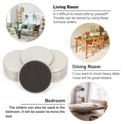 3-1/2 inches Furniture Sliders, 12pcs Furniture Glides for Easy Moving on Carpet Hardwood (Beige) - color: Beige, size: Big, Non-sticky