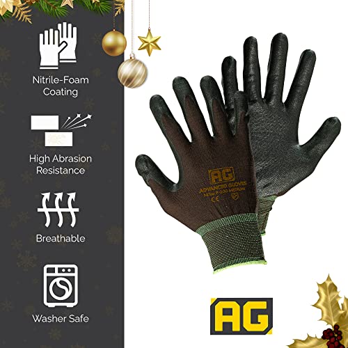 – NiTex P-200 Nylon Nitrile Gloves, Breathable Nitrile Foam Coated Utility Gloves for Insulated Grip, Brown, 12-Pair, Medium - color: Brown, size: 12 Pairs (Medium)