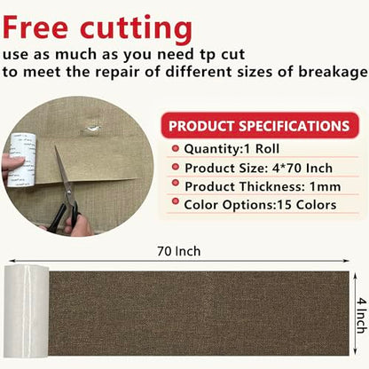 Gheeidau Linen Repair Tape 4x70 Inch Self-Adhesive Couch Patch Repair Fabric Patch for Furniture,Sofas,Cushion,Chairs,Bags,Linen Goods(Dark Brown) - color: Dark Brown