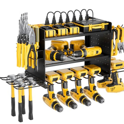 Power Tool Organizer Wall Mount, 3 Layer 8 Drill Holder Tool Shelf Storage Rack for Garage Organization, Birthday Gifts for Him Men Dad Husband Anniversary Fathers Day, Cool Gadget Stocking Stuffer - size: Black Y