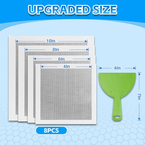 Wall Repair Patch Kit Upgraded Size, 8 Psc 10/8/6/4 inch Self Adhesive Pieces Aluminum Drywall Repair Kit, with Its Own Large Squeegee and Scraping - size: 8 Pack 4/6/8/10 Inch