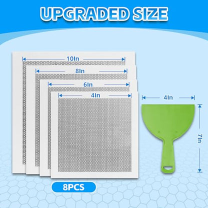 Wall Repair Patch Kit Upgraded Size, 8 Psc 10/8/6/4 inch Self Adhesive Pieces Aluminum Drywall Repair Kit, with Its Own Large Squeegee and Scraping - size: 8 Pack 4/6/8/10 Inch