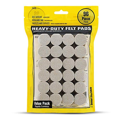 Smart Surface 8725 Heavy Duty Self Adhesive Furniture Felt Pads 1-Inch Round Oatmeal 96-Piece Value Pack in Resealable Bag - color: Oatmeal