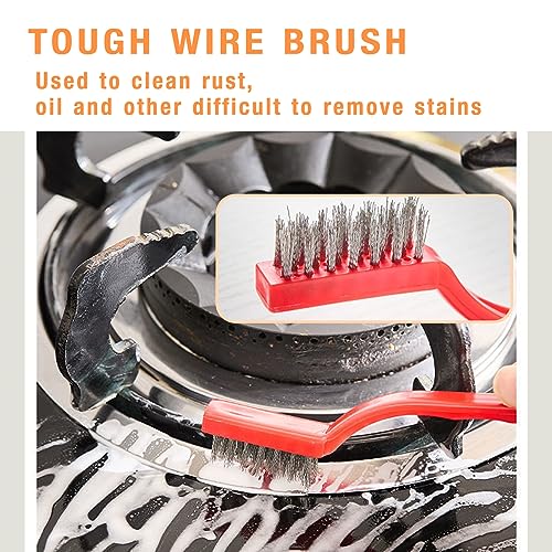 Kitchen Stove Gap Cleaning Nylon Scrub Brush, Hard-Bristled Crevice Cleaning Brushes Set for Range Hood Grease Grime, Clean Tiles Corners, Bathroom, Shower, Door Window Track (5 Pcs)