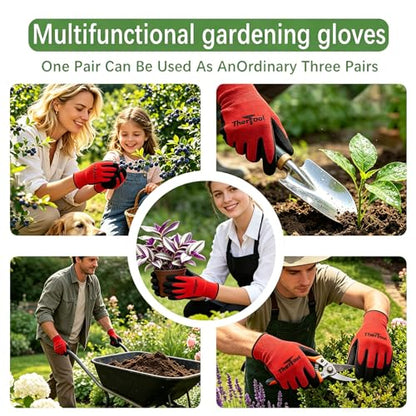 Unisex gardening gloves with a breathable latex coating, suitable for gardening, carrying, and other similar tasks - color: 6 Pairs Red Gloves