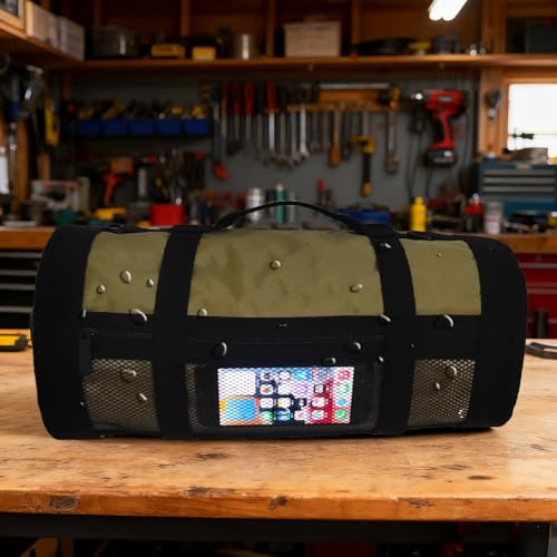 Roll Up Tool Bag Tool Roll,Portable Rollup Toolbag,Foldable Rollup organizer,Tool Organizer with 6 Detachable Pouches,Perfect for Engineers,Hobbyist,Men's gift and Engineer's gift (khaki)