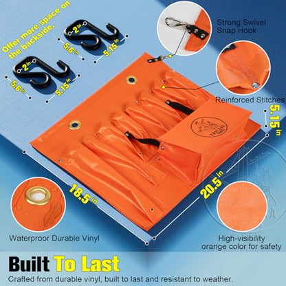 Lineman Tool Board, Aerial Apron, Bucket Truck Tools Organizer with Over 16 Pockets, Tool Organizer for Bucket Trucks and Lineman, Includes Two 2” Bucket Hooks - size: 8 Pockets