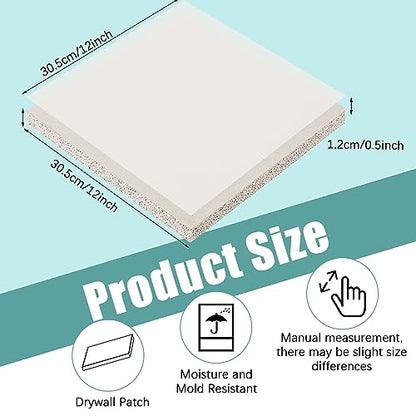 Amylove Drywall Repair Panel Drywall Patch Panel for Wall Repair(4 Pieces,12" x 12" x 1/2") - size: 12" x 12" x 1/2"