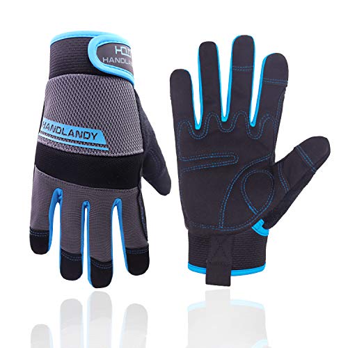 HANDLANDY HLDD Work Gloves Women, Safety Work Gloves Touchscreen Working Glove for Mechanic, Gardening, Construction, DIY - color: Blue, size: Medium