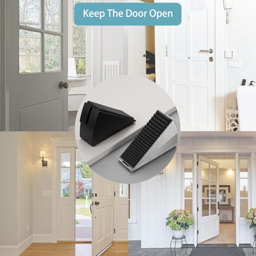 2 Pack Heavy Duty Door Stop, Strongest Tall Door Stopper Up to 3 inch, Built-in Spring Door stoppers for Bottom of Door, Large Rubber Door Stopper Wedge for Any Gate Gap