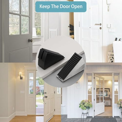 2 Pack Heavy Duty Door Stop, Strongest Tall Door Stopper Up to 3 inch, Built-in Spring Door stoppers for Bottom of Door, Large Rubber Door Stopper Wedge for Any Gate Gap
