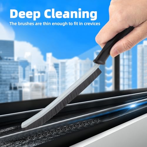 TQRR Hard Bristle Crevice Cleaning Brush-Thin Gap Scrub Brush, Small Cleaning Brush, Grout Brush, Kitchen Brush, Cleaning Tools for Toilet, Bathroom, Sink, Home, Household, Window (3, Lichen Blue) - color: Lichen Blue