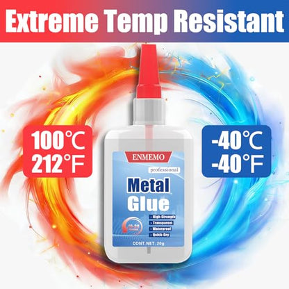 (2-in-1) Metal Glue with Brush Applicator & Nozzle,Small Piece Metal Repair,Super Instant Glue Bonding Between Metals, Metals and Other Materials,Waterproof Clear