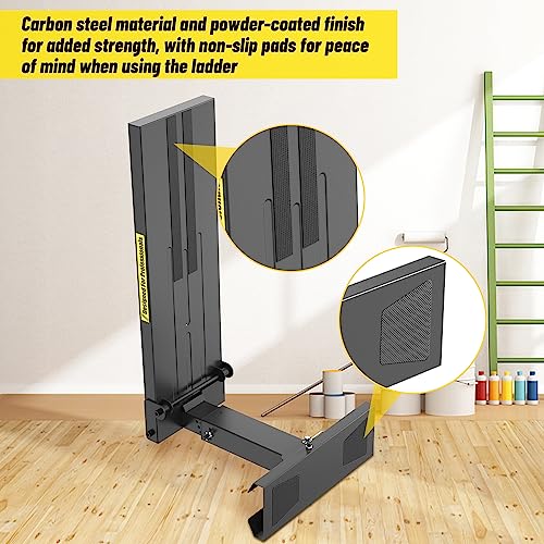 Foldable | Heavy-Duty Ladder Extender Pro, High Strength Steel Material Design Ladder Extension Pro for Stairs w/Non-Slip Mat, 11.4-18" Adjustable Height, Applicable Ladder Feet Spacing 25" - size: Pro 11.4-18"