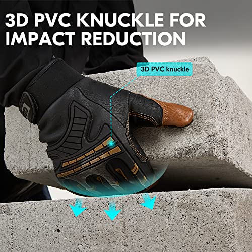 Vgo... -4℉ or above Winter Waterproof High Dexterity Heavy Duty Mechanic Glove, Anti-vibration, Anti-abrasion, Touchscreen (1 Pair,L,Brown,GA8954FW) - color: Brown, size: Large