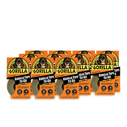 Gorilla 6100101-11 Duct Tape to-Go, 1" x 10 yd, Black, (Pack of 11), 11-Pack, 11 Piece - size: 11 - Pack