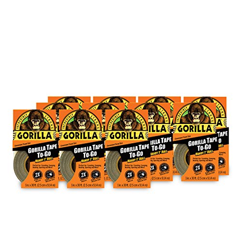 Gorilla 6100101-11 Duct Tape to-Go, 1" x 10 yd, Black, (Pack of 11), 11-Pack, 11 Piece - size: 11 - Pack