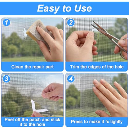 Sibba 20 Sheets Window Screen Patches Repair Kit, 4 Sizes Black Self-Adhesive Screen Patch Repair Kit for Mesh Screens Door, Strong Adhesive Fiberglass Screens Repairs Tape for Mesh Window Drain Holes
