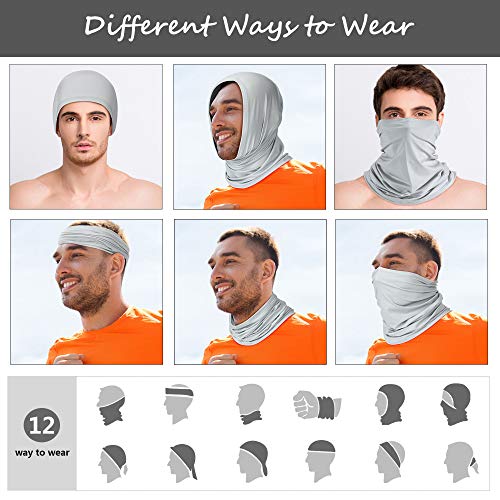 Geyoga Neck Gaiter Bandana Face Mask Summer UV Protection Cooling Breathable Face Mask Neck Scarf Balaclava for Men Women - color: Black, Gray, White