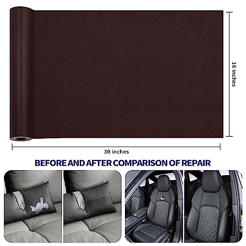 Leather Repair Patch Tape Kit, Self-Adhesive Leather & Vinyl Repair for Furniture, Couch, Sofa, Car Seats, Office Chair - 30inx16in - color: Burgundy, size: 30 in X 16 in