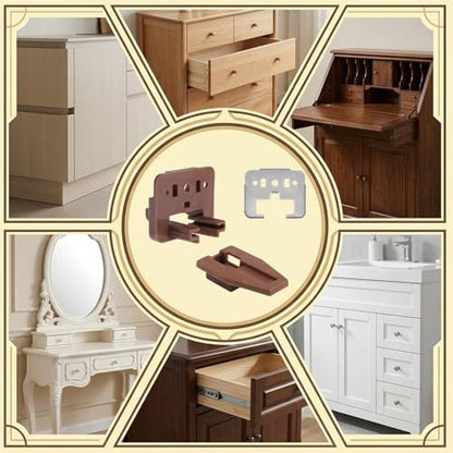 8 Set Drawer Guide Kit, Enhanced Commercial Slide Style Drawers for Kenlin Rite-Trak II 168, Vaughan Bassett, Legacy, Replacement Dresser Drawer Slides Repair Kit with Roller (10 Set Drawer Guide) - style: 10 Set Drawer Guide