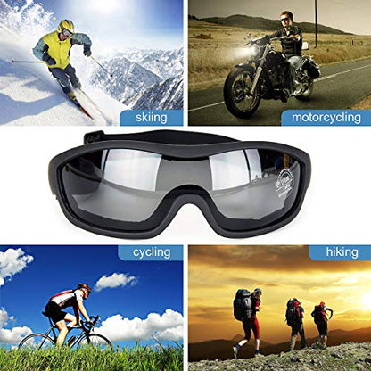 Viriber Unisex Motorcycle Goggles - Transparent, Adjustable, Scratch-Resistant Lens, UV 400 Protection, Anti-Collision - color: Transparent