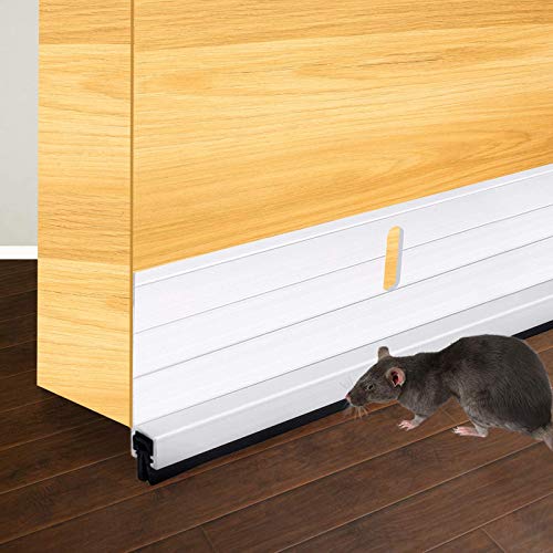 Metal Door Draft Stopper, 43.5 Inch Under Door Sweep Bottom Blocker Seal Strip, Aluminium Sweeps Anti Mouse Bite, Silver - color: Silver