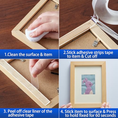 Nano Strong Mounting Adhesive Tape Double Sided Tape Heavy Duty Removable Clear Two Sided Double Stick Wall Tape 1/2in*10ft - size: A:1/2inch*10ft