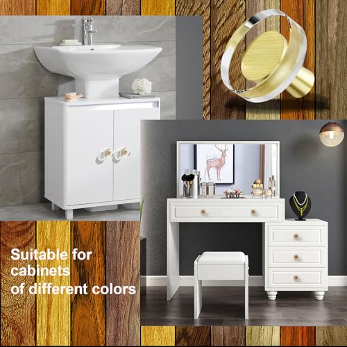 Kitchen Cabinet Knobs Glass 4 Pack Closet Brushed Gold Knob Cabinets Pulls,Drawer Dresser Drawers Cupboard Round Hardware Handles,Solid Copper Bathroom Bedroom Pull Satin Brass Crystal Knobs Handle - color: Gold-4 pack, size: Round