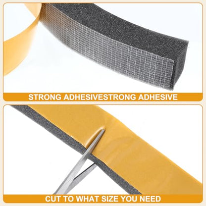 2 Rolls Foam Weather Stripping with Adhesive,1-1/2 Inch W x 1-1/2 Inch H Black High Density Weather Stripping Door Seal, 7.9 Feet Total Length Foam Tape Seal Strip for Uneven Gaps in Doors and Windows