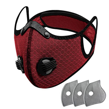 FULIER Dust Face Mask Anti-Fog Outdoor Cool Sports Mask Reusable Face Protection - color: Wine