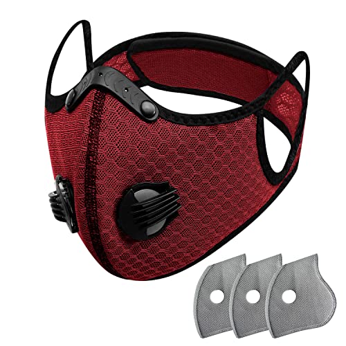 FULIER Dust Face Mask Anti-Fog Outdoor Cool Sports Mask Reusable Face Protection - color: Wine