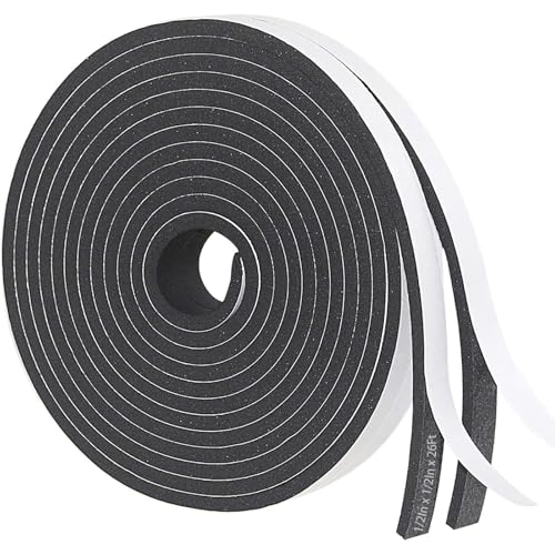 Storystore Weather Stripping Door Seal Strip, 1/2In x 1/2In x 26FT Self Adhesive Foam Tape for Door Window Insulation Soundproofing Weatherstrip, High Density Foam Seal for Doors Windows Furniture - size: 1/2In x 1/2In x 26Ft