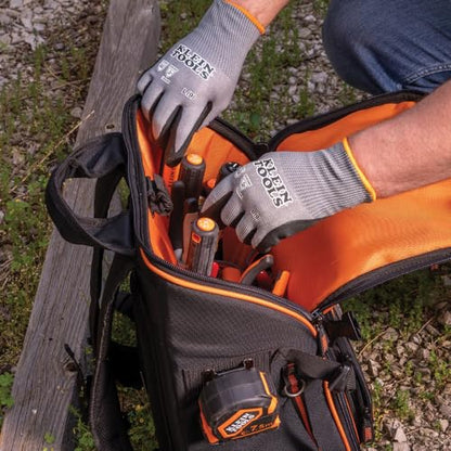 KLEIN TOOLS 60585 Work Gloves, Knit Dipped Cut Resistant ANSI A2 Nitrile Coated Gloves, HPPE Fabric, Touchscreen Capable, Large, 2-Pair - size: Large