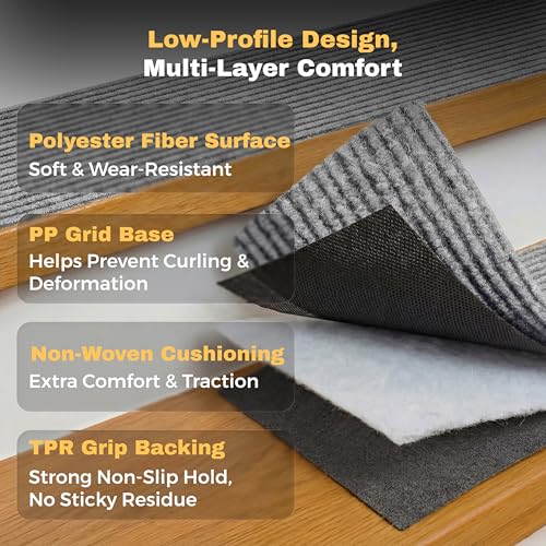 MBIGM Non-Slip Carpet Stair Tread Mat 30" x 30" Landing Rug-Matching Mat Non-Skid Safety Rug Slip Resistant - Light Gray - color: Light Gray, size: 2'6" x 2'6" - 1 pcs