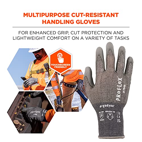 Ergodyne ProFlex 7044 Cut Resistant Work Gloves, ANSI A4, PU Coated Palms for Flexible No Slip Grip. Superior Fit and Feel - size: Medium