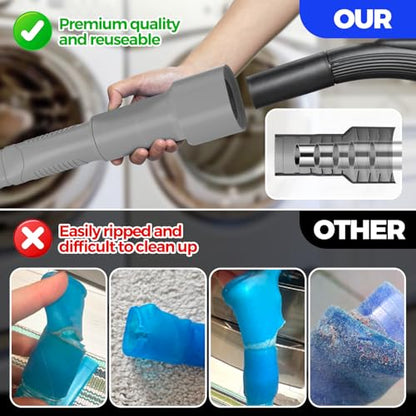 Holikme 2 Pieces Dryer Vent Cleaner Kit, Dryer Lint Vacuum Attachment and Flexible Dryer Lint Brush, Dryer Vent Vacuum Hose Attachment,Grey - color: Gray