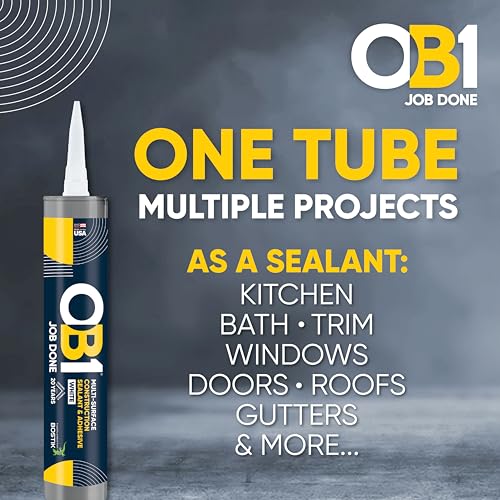 OB1 Universal Caulk Sealant & Adhesive White 10.1oz | Professional Grade Premium All-in-One Advanced Hybrid 3-in1 | Water Resistant Internal & External | Shrink Crack UV & Fade Resistant | 1 Cartridge - color: White, size: 10.1oz
