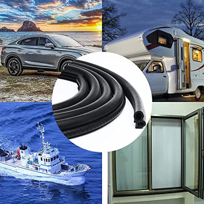Rubber Edge Trim 23Ft Car Door Seal Strip with Side Bulb, Automotive Weather Stripping Edge Guard Universal Fit for Camper Van, Trucks, SUV, RV - size: Fit 1/16 Inch Edge (23Ft)