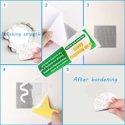Drywall Repair Kit, Wall Repair Patch kit, Drywall Patch (2 inch + 4 inch）*1, Wall Mending Agent 2 * 3.5 Ounce, spackle Wall Repair kit - size: 200g Spackle + 2",4"Patch
