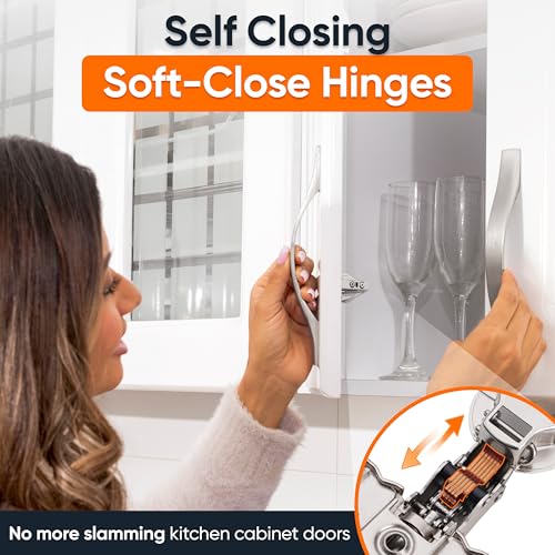 DecoBasics (6 PCS) Full Overlay Soft Close Cabinet Hinges for Kitchen Cabinets - 105° Face Frame Concealed Cabinet Door Hinge -3 Way Adjustability -Clip on Plate & Matching Screw 4 Easy Installation