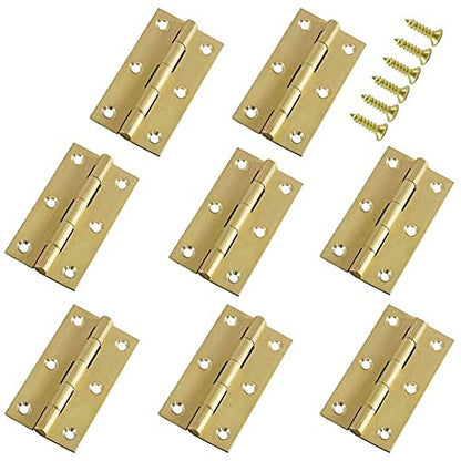 Mini Solid Brass Hinges Cabinet Drawer Butt Hinges for Jewelry Chest Wood Box,1/1.5/2.5Inch,Butt Hinges,8PCS (1.5Inch) - size: 1.5Inch