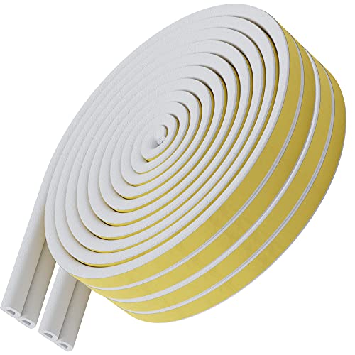 66 Feet Self Stick Foam Weather Stripping Door Window Seal Draft Stopper Insulation Tape for Windows and Doors Soundproof Weatherstripping Gap Blocker - color: White