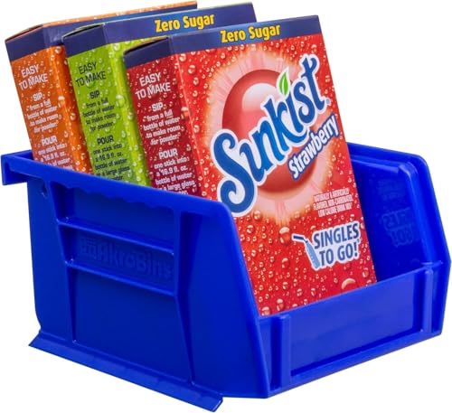 Akro-Mils 30210 AkroBins Plastic Storage Bins, Space-Saving Stackable Bins for Garage, Pantry, Craft Organization, 5" x 4" x 3", Blue, 24-Pack - color: Blue
