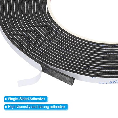 PATIKIL 5m/16.4ft Sealing Foam Tape, 2 Pack 5mm Wide 2mm/1mm Thick Single Sided Weather Stripping Door Furniture Seal Strip for Window Pipes Insulation, Black
